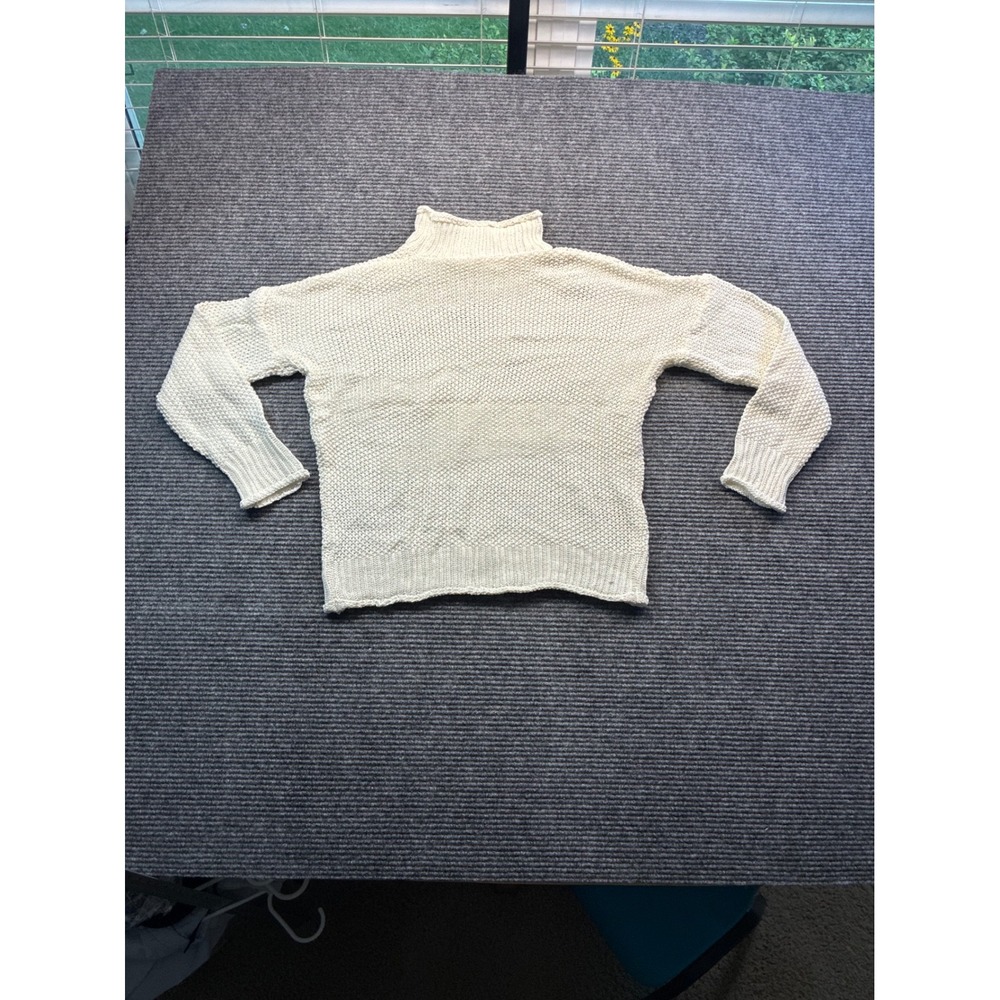 Womens Chunky Knit Mock Neck Sweater Relaxed Fit Pullover Creamy White Medium